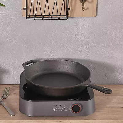 £18.95 • Buy Pre-Seasoned Cast Iron Skillet Frying Grill Pan Cookware BBQ Griddle Non Stick