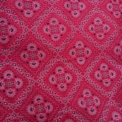 Vintage Red Bandana Fabric Cotton 7.3 Yards X 44  Washed Sewing Crafts Western • $56.09