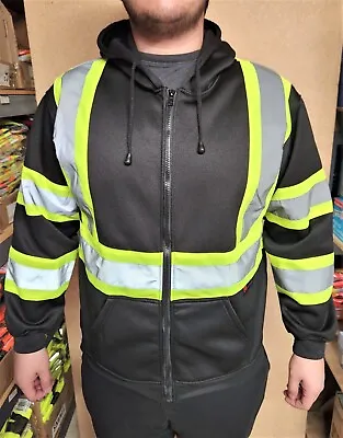 High Visibility Black Safety Sweater Two Tone Black / Yellow Sweater With Hoodie • $39.99