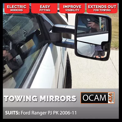 OCAM Extendable Towing Mirrors For Ford Ranger PJ PK 2006-2011 Black Electric • $579