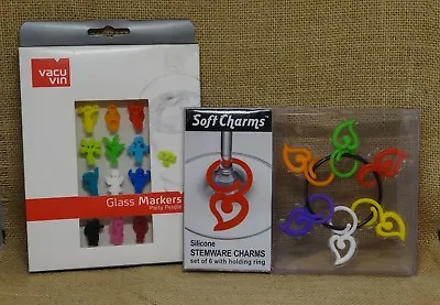 $5 • Buy Vacu Vin Glass Markers Party People Soft Charms Stemware Charms Wine Glass Lot