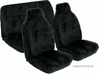 MG Luxury Plain Black Faux Fur Car Seat Covers Full Set MGB MGF TF XS ZR ZT ZS 3 • $99.46