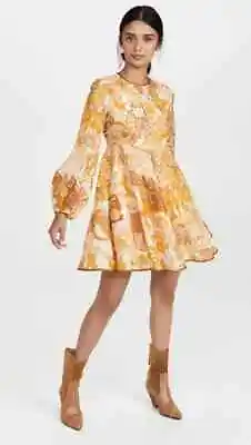 $535.89 • Buy Zimmerman Tempo Long Sleeve Mini Dress 100% Linen Size 0