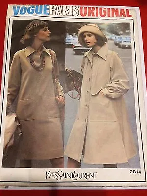 UNCUT Vogue 2814 Sewing Pattern Misses' Coat/Dress Yves Saint Laurent Size 10 • $19.99