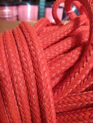 3/8 X 100ft. 16 Strand Hollow  Tight Braid Polyethylene Rope Hank.  Orange  • $29