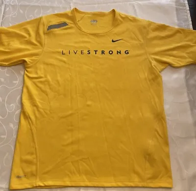 Mens Nike Miler Yellow Livestrong Running Shirt Medium Flawed Read Description • $6