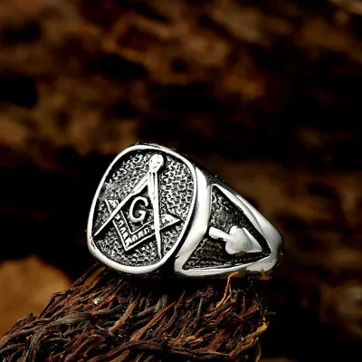 Vintage Freemason Masonic Signet Ring Stainless Steel Men's Biker Ring Size 7-13 • $11.98