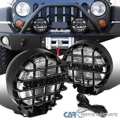 2PCs 6  Round Black Offroad Super 4X4 Work Fog Light Lamps+Wiring+Relay+Switch • $34.95