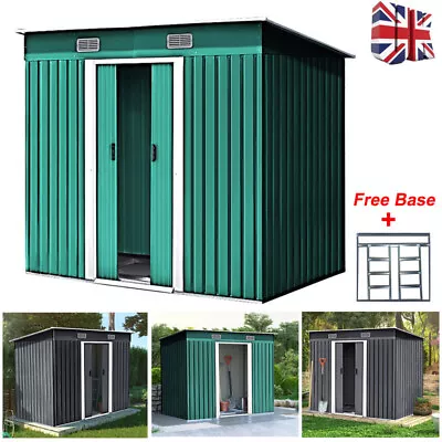 Metal Garden Storage Shed With Dual Door Galvanized Steel Frame+Free Base 4x8 FT • £175.99