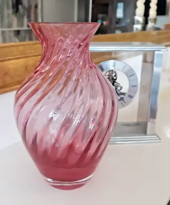 Caithness 18cm Pink Wrythen Twist Art Glass Vase Heavy W733g • £12.95