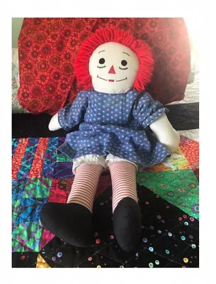 Vintage 21 Inch Handmade Raggedy Ann Doll Hand Embroidered I Love You • $12