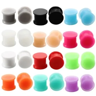 1 X Pair Of Silicone Plugs Body Jewellery Piercings Ear Rings Stretcher Tunnels • $5.55