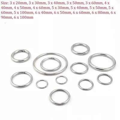 304 Stainless Steel O Ring Welded Metal Ring 20mm 30mm 40mm 50mm 60mm 80mm 100mm • $1.85