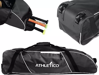 Athletico Rolling Baseball Bag - Wheeled Baseball Bat Bag For Baseball Tball S • $65.56