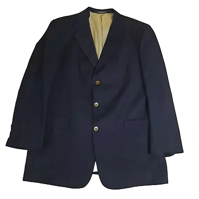 Mens Sport Coat Blazer Suit Jacket 42R 46  Navy Blue 3 Button Wool Austin Reed • $29.94