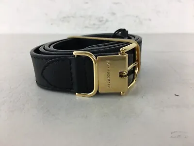 £10.50 • Buy Women's Burberry Black Leather Belt 36/90 Gold Buckle Designer Logo Used F2