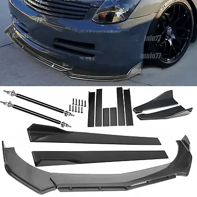 Carbon Fiber Front Bumper Lip Side Skirt/ Strut Rods For Infiniti G35 G37 P • $199.99