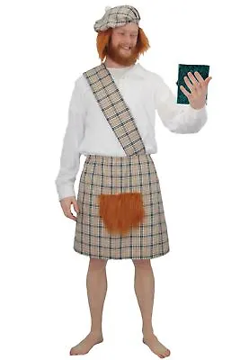 The Dragons Den Thompson Camel Scottish Tartan Kilt Fancy Dress Costume Set • £19.95