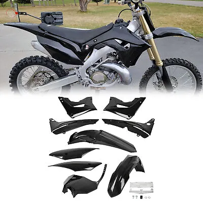 Black Restyle Plastic Body Work Complete Kit For 2002-2007 Honda CR125R CR250R • $95