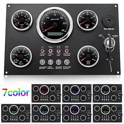 5 Gauge Set With Instrument Panel Tachometer 3000RPM For Marine Boat 12V • $171.75