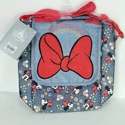 Disney Store Minnie Mouse Insulated Lunch Bag Cooler Blue Jeans Red Bow NEW Tags • £24.21