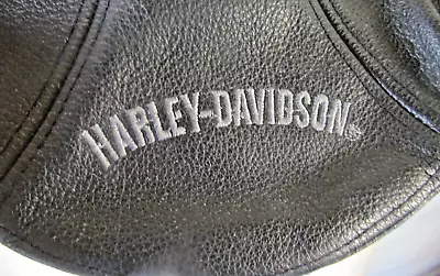 Embroidered Harley Davidson Black Pebble Leather M Newsboy Cap • $24.99