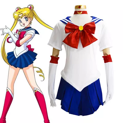 Kids Anime Sailor Moon Tsukino Usagi Cosplay Costume Uniform Girls Dress Outfits • $52.99