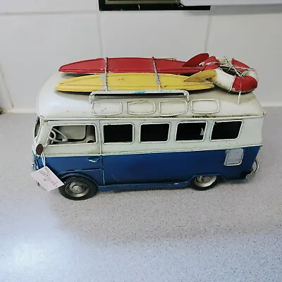 Giftworks Vintage VW Transporter1 Camper Van Retro Tin Metal Model • £20