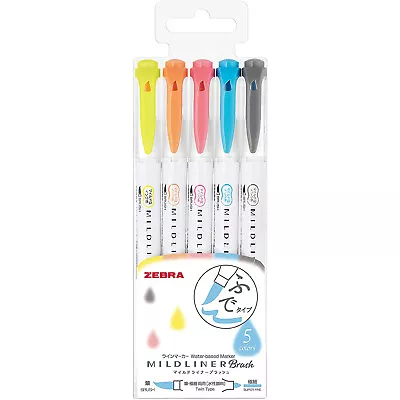 $13.95 • Buy Zebra Mildliner BRUSH Friendy Colour Set (5/pk) WFT8-N-5C
