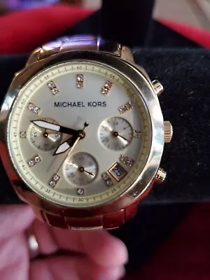 Ladies Goldtone Michael Kors Watch Champaign Dial Chronograph MK 5132 • $42