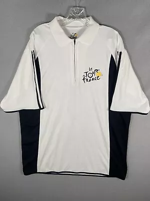 Vintage Le Tour De France Collar Quarter Zip Shirt Lance Armstrong Cycling White • $12.99