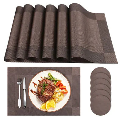 Set Of 6 PVC Placemats Non-Slip Washable Cloth Dining Table Place Mats Kitchen • $2.99