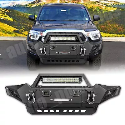 $649.99 • Buy Front Bumper Fits 2005-2015 Toyota Tacoma With Winch Plate LED Lights D-rings