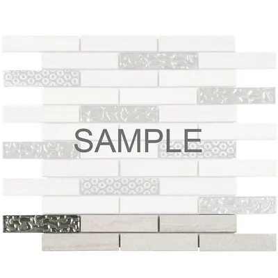 Raw White Oak Gray Marble Stone Mosaic Tile Brick Joint Pattern Backsplash • $2.99