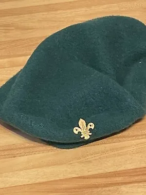 Vintage Boy Scout Green Uniform Beret Cap Badge Size 6 3/4 CHATWEAR 100% WOOL • $14.92