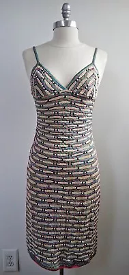 NEW MISSONI Orange Label Multi-colored Knit Fitted Slip Dress Italian Size 38 • $395