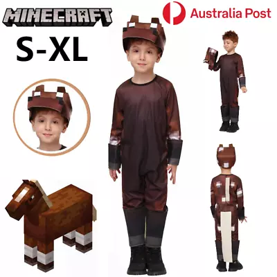 Minecraft Pony Horse Cosplay Costume Jumpsuit Headgear Mask Set Kids Halloween • $24.81