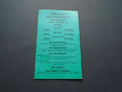 £1 • Buy Worcestershire: Worcester Old Elizabethans' Assoc. Cricket Fixture Card 1956