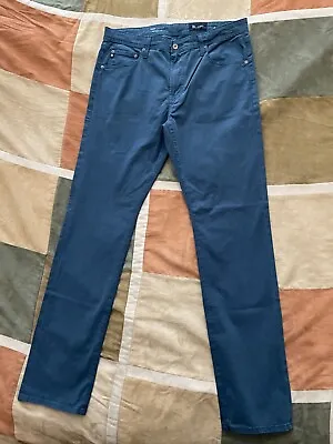 AG The Everett In Blue Sueded Stretch Sateen Pants 36 X 34 Mens NEW • $89.98