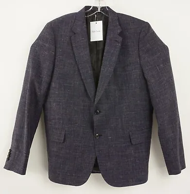 New 995$ Paul Smith Soho Men's 44R Purple Wool Silk Hopsack Notch Sport Coat • $249.99