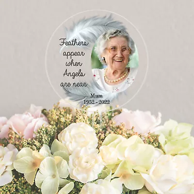 Personalised Photo Bereavement Memorial Grave Garden Angel Heaven Plaque Acrylic • £9.99