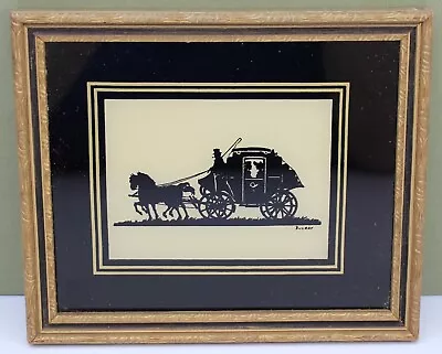 Vintage Hand Painted Silhouette HONEYMOON DEPARTURE Picture - Ducray • $9.99