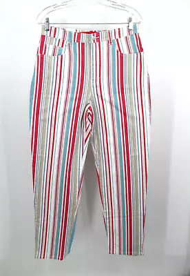 NWT GLORIA VANDERBILT Straight Leg Jeans Women 12 Multicolor Stripes VINTAGE Y2K • $21.98