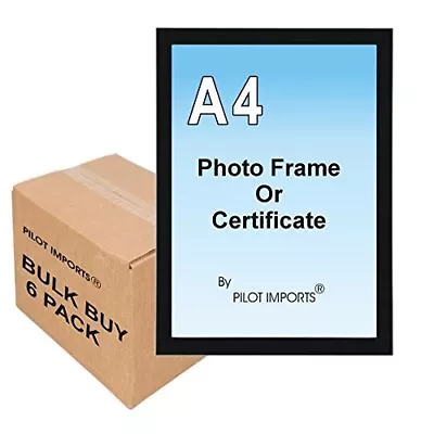 £12.49 • Buy 6 A4 Black & Silver Photo Picture Certificate Frames Wall Desk Plastic Frame