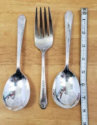 H & T Mfg Co Vtg1938 Wentworth Silverplate 2 Casserole/ Berry Spoons & Meat Fork • $29.99