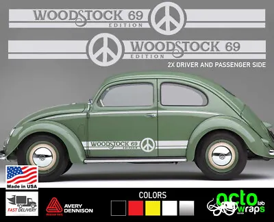 $45 • Buy Fit VW Volkswagen Beetle Classic Bug Part Side Decal Sticker Engine Woodstock 69