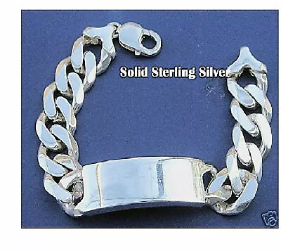 .925 Sterling Silver Men Women 15mm Cuban Link ID Bracelet Sz 8-9  Free Engrave • $549.99