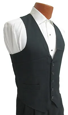 Womens Black Polyester Tuxedo Suit Vest Bartender Waitress Machine Washable • £19.95