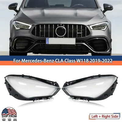 A Pair Front Headlamp Lens Cover For Mercedes CLA Class W118 C118 X118 2019-2022 • $245.88