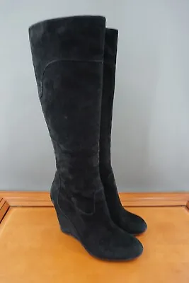 Via Spiga V-Farah Shoes Women Size 8 Black Suede Knee High Hidden Heel Bootie • $69.84